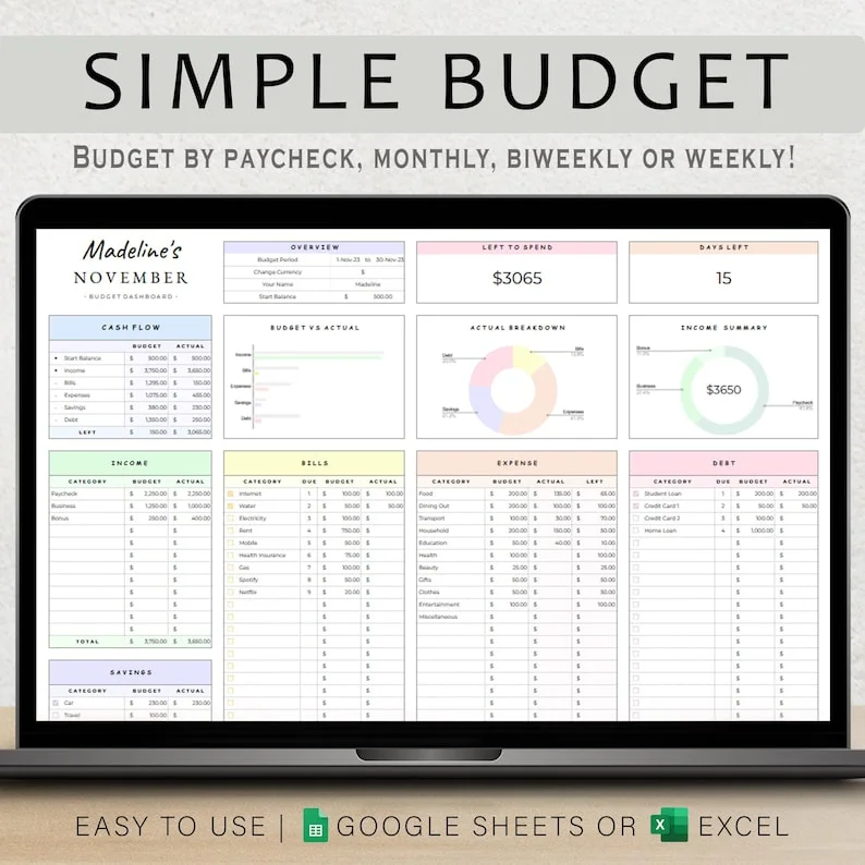 Simple Paycheck Budget Planner